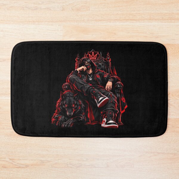 Item preview, Dark Anime King on Throne with Red Fire Wolf designed and sold by PrimeRootsArt.