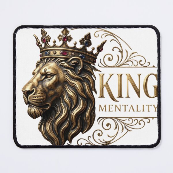 Item preview, King Mentality Lion Emblem Graphic | Royal Gold Crown Motivational Art designed and sold by ODELUNITY.