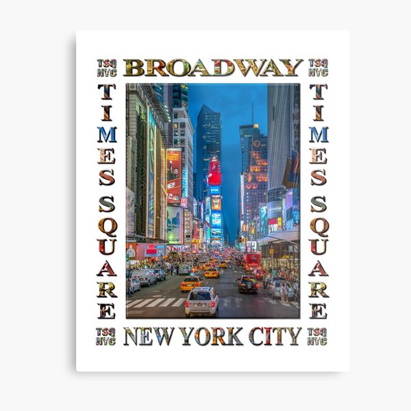 Times Square and Broadway (poster on white) Metal Print