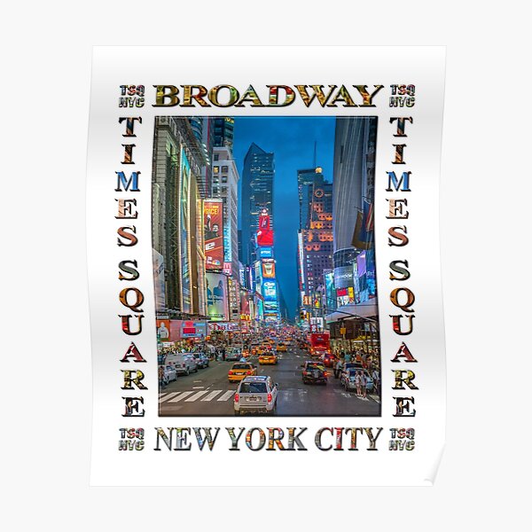 Times Square & Broadway (poster on white) Poster