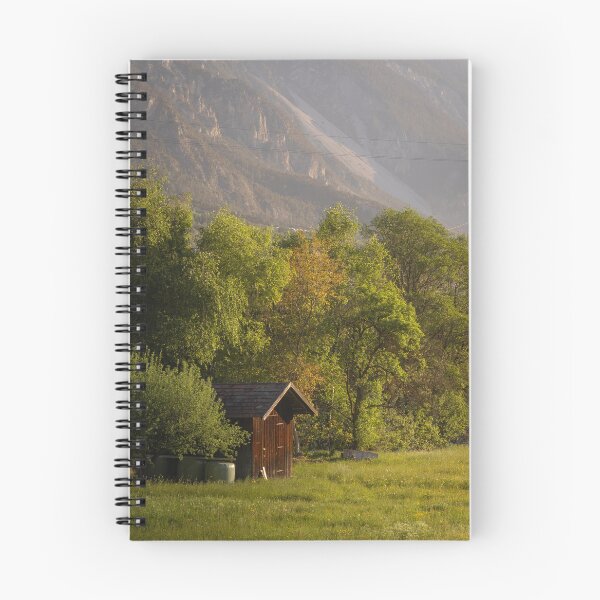 Item preview, Wooden Cabin In Meadow Near Mountain Slope At Sunset designed and sold by Mylieton.