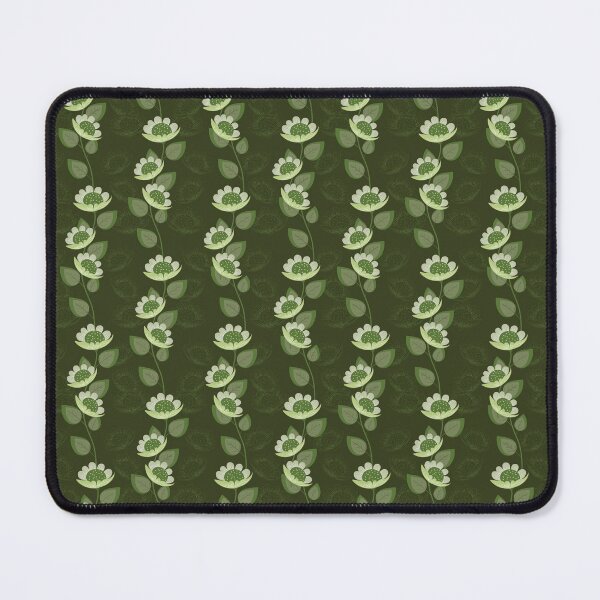 Item preview, Vertical floral vine pattern with white flowers on dark green background designed and sold by PowerAntShop.