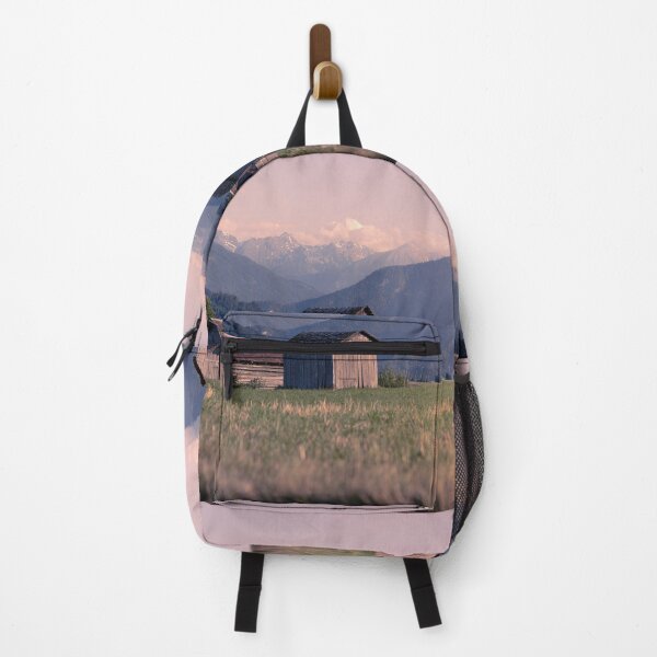 Item preview, Rustic Wooden Barns In Meadow With Mountain Range designed and sold by Mylieton.
