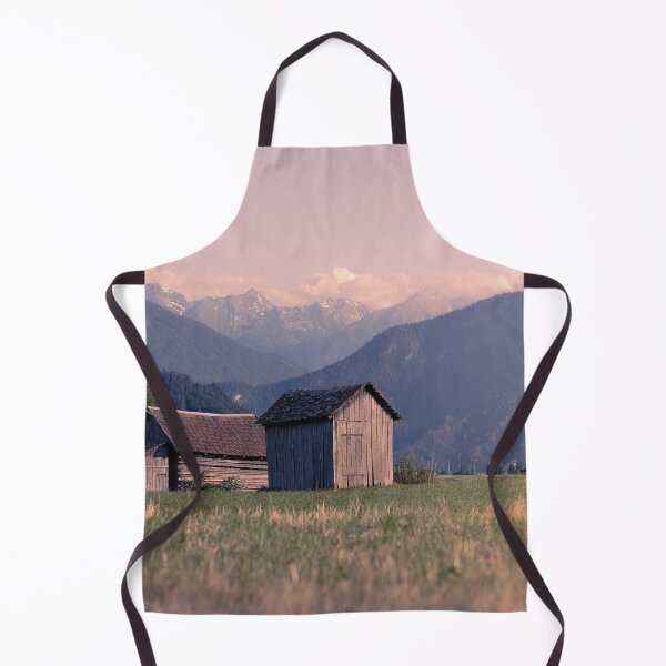 Item preview, Rustic Wooden Barns In Meadow With Mountain Range designed and sold by Mylieton.