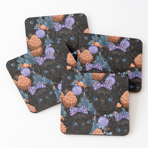 Item preview, Black Pug Holiday Pattern designed and sold by Nocturne  Paws.