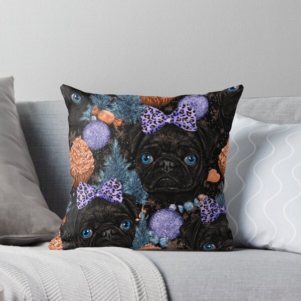 Item preview, Black Pug Holiday Pattern designed and sold by Nocturne  Paws.