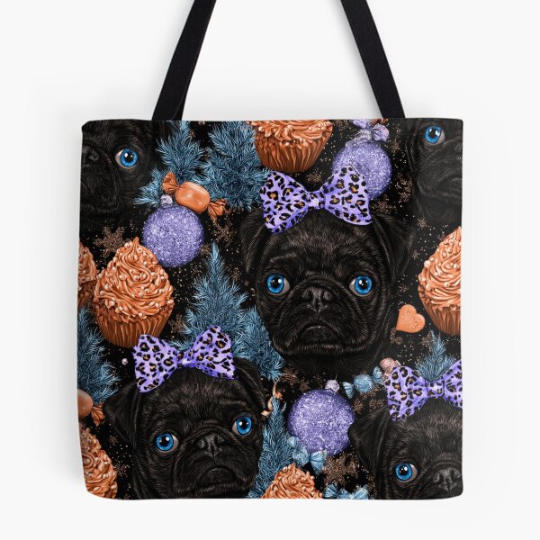 Item preview, Black Pug Holiday Pattern designed and sold by Nocturne  Paws.