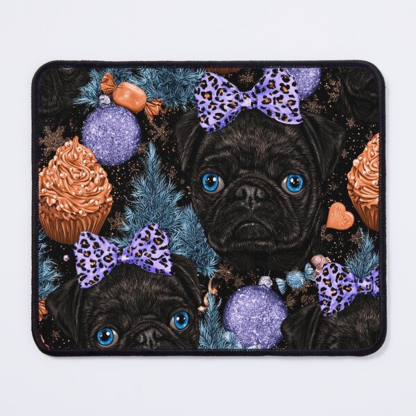 Item preview, Black Pug Holiday Pattern designed and sold by Nocturne Paws.