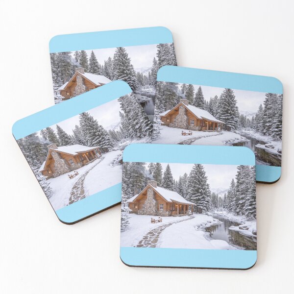 Aperçu de l'œuvre Cozy Log Cabin After Snowfall créée et vendue par amusefullife.
