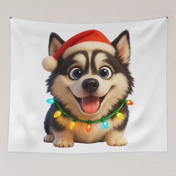 Item preview, Smiling Siberpoo Dog Christmas designed and sold by Sillytoe.
