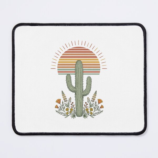 Item preview, Retro Desert Cactus and Wildflowers Sunset designed and sold by TrendyPrntz.