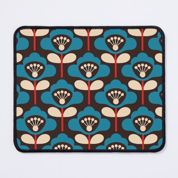 Item preview, 3749B - bold retro floral poppy stems pattern blue red designed and sold by RouCouCou.
