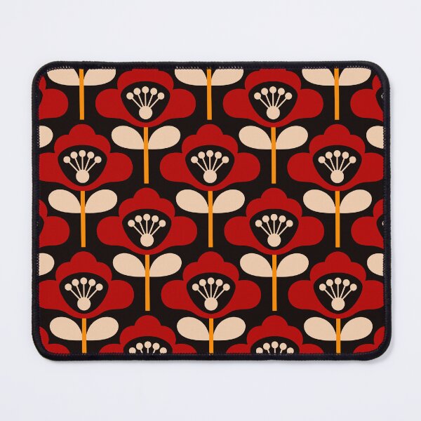 Item preview, 3749C - bold retro floral poppy stems pattern red designed and sold by RouCouCou.