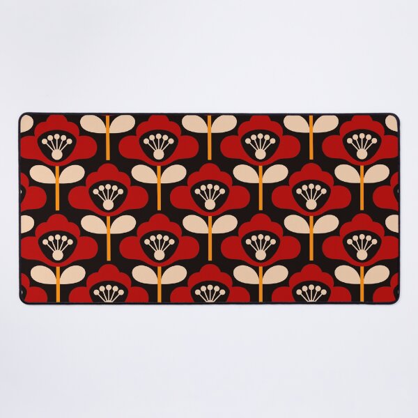 Item preview, 3749C - bold retro floral poppy stems pattern red designed and sold by RouCouCou.