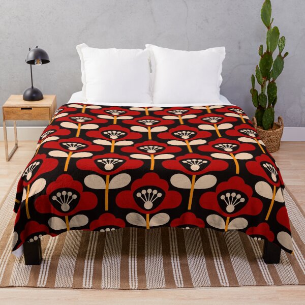 Item preview, 3749C - Atrevido estampado retro floral de tallos de amapolas rojo designed and sold by RouCouCou.