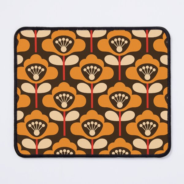 Item preview, 3749D - bold retro floral poppy stems pattern yellow designed and sold by RouCouCou.