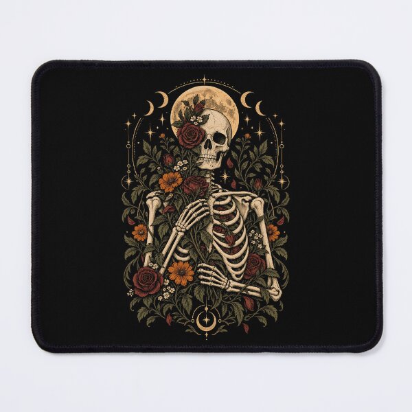 Item preview, Gothic Floral Skeleton Under a Golden Moon designed and sold by VioletNance.