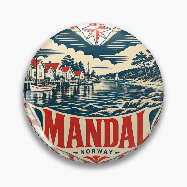Item preview, Mandal Norway Travel Souvenir Nautical Woodcut Heart designed and sold by VisualArtsOasis.