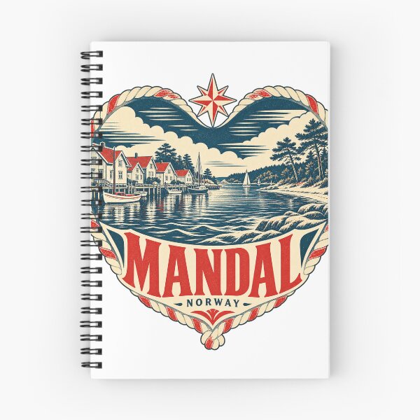 Item preview, Mandal Norway Travel Souvenir Nautical Woodcut Heart designed and sold by VisualArtsOasis.