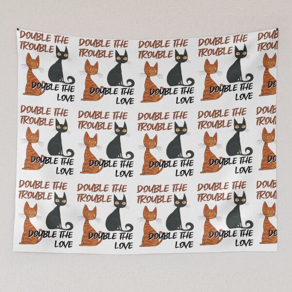 Item preview, Double the Trouble Double the Love Funny Cat Design designed and sold by UUniqueIImprint.
