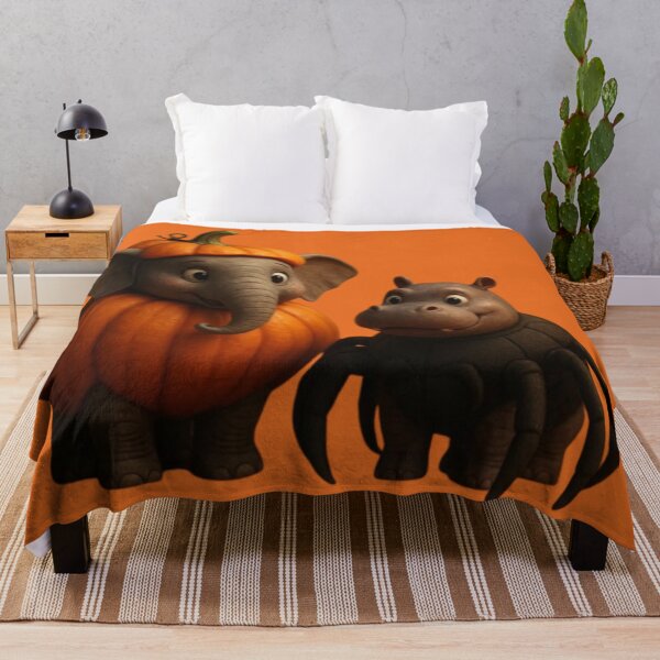 Aperçu de l'œuvre Pumpkin Elephant & Spider Hippo Halloween Squad | Adorable Halloween Animals créée et vendue par Catfcreations.