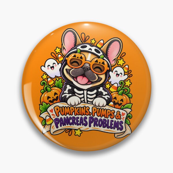 Item preview, Pumpkins Pumps and Pancreas Problems Bulldog T1D Halloween  designed and sold by Elahi-Design.
