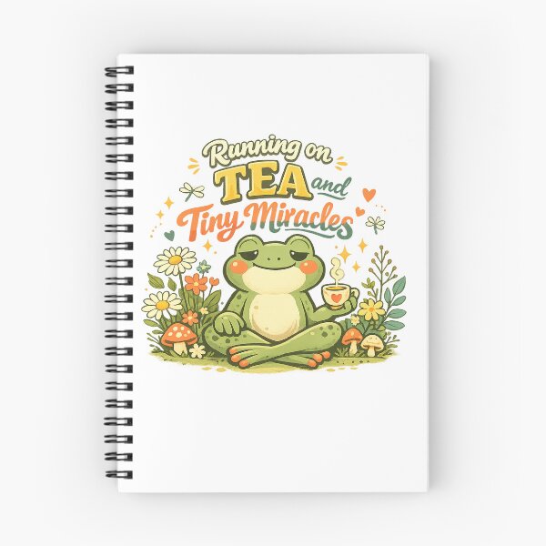 Item preview, Running on Tea and Tiny Miracles Cute Frog Cottagecore Tea Lover Design designed and sold by inkoutninja.