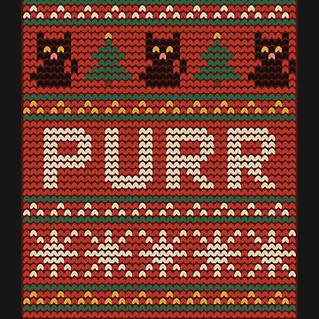 Imagen de la obra Purr Ugly Christmas Sweater Black Cat Knit Pattern de somebasic