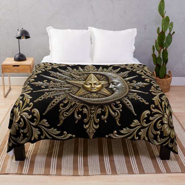 Item preview, Golden Crescent Moon and Star - Ornate Baroque Celestial Emblem designed and sold by Breezes-of-Ida.