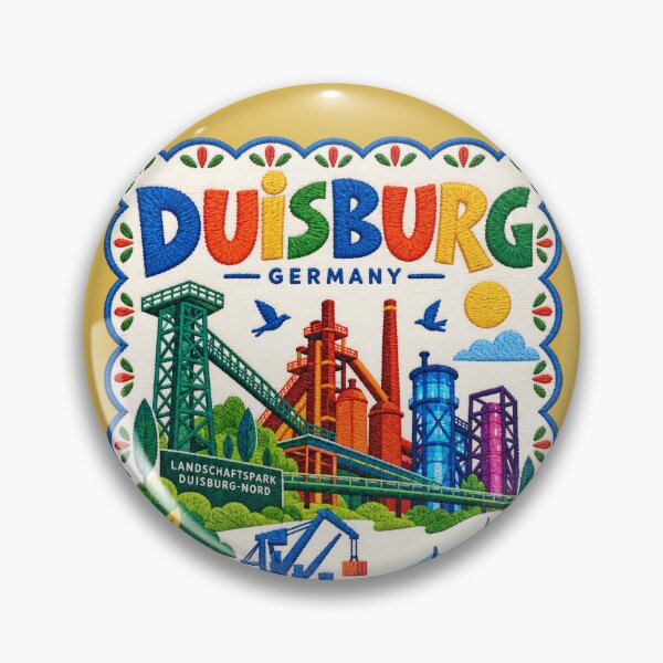 Artikelvorschau, Duisburg, Deutschland – Reisekunst-Illustration, gestickte Volkskunst, gesticktes Stadtbild entworfen und verkauft von Witsprings.