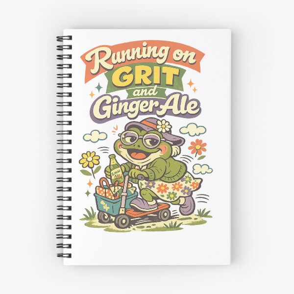 Item preview, Running on Grit and Ginger Ale Funny Frog Mobility Scooter Retro Quote designed and sold by inkoutninja.