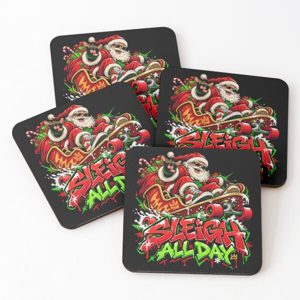 Item preview, Sleigh All Day - Santa Skate Christmas Streetwear designed and sold by Visual Dept..