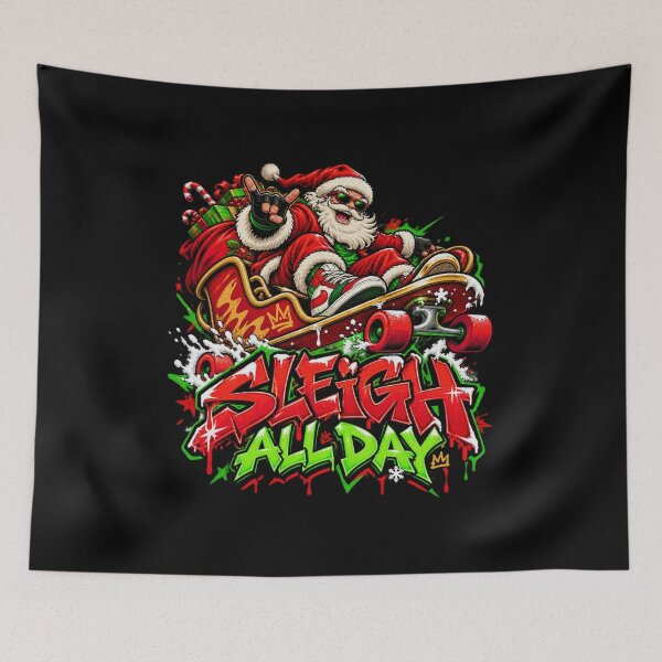 Item preview, Sleigh All Day - Santa Skate Christmas Streetwear designed and sold by Visual Dept..