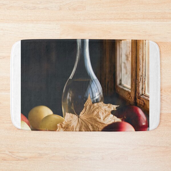 Item preview, Clear Glass Bottle With Autumn Leaves And Red Apples On Window Sill designed and sold by Hiltonaw.