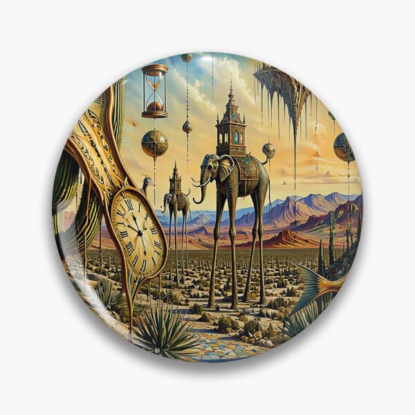 Aperçu de l'œuvre Paysage désertique surréaliste, horloges fondantes, art mural inspiré de Dali créée et vendue par Beyond The Canvas.