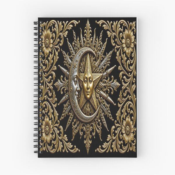 Item preview, Golden Star and Crescent Moon II - Ornate Waning Celestial Crest designed and sold by Breezes-of-Ida.
