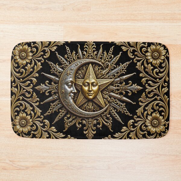 Item preview, Golden Star and Crescent Moon II - Ornate Waning Celestial Crest designed and sold by Breezes-of-Ida.