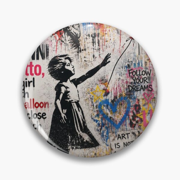 Item preview, Street Art Mural Collage - Banksy Style Girl with Red Balloon Pop Art designed and sold by GrinGalore.