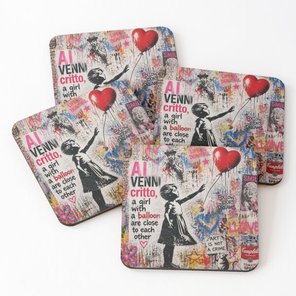 Item preview, Street Art Mural Collage - Banksy Style Girl with Red Balloon Pop Art designed and sold by GrinGalore.