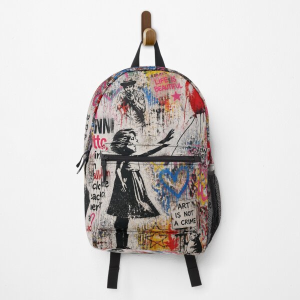 Item preview, Street Art Mural Collage - Banksy Style Girl with Red Balloon Pop Art designed and sold by GrinGalore.