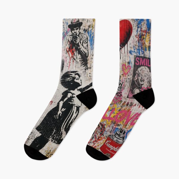 Item preview, Street Art Mural Collage - Banksy Style Girl with Red Balloon Pop Art designed and sold by GrinGalore.