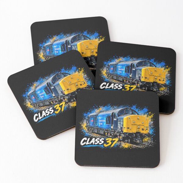 Aperçu de l'œuvre Classe 37 – Moteur diesel britannique | Blue & Yellow Railway Art créée et vendue par philpace.