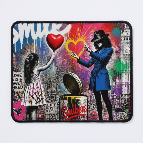 Item preview, Smile Street Art - Banksy Style London Graffiti Girl with Red Balloon designed and sold by GrinGalore.
