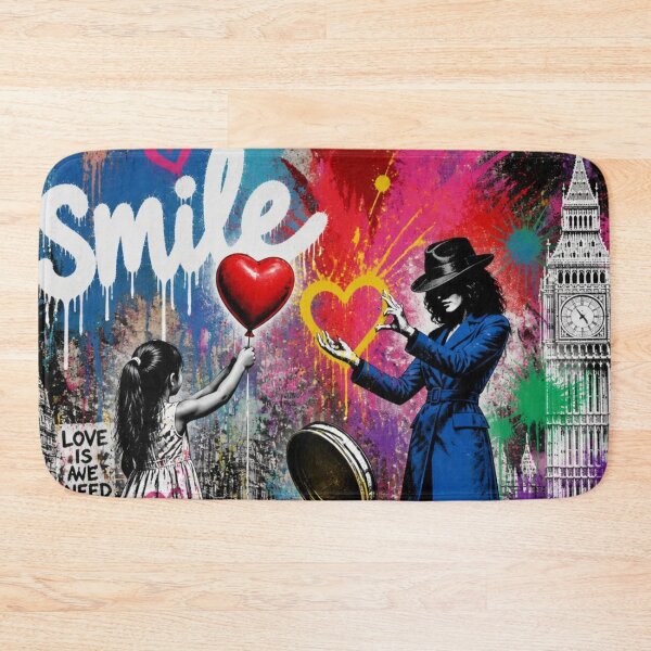 Item preview, Smile Street Art - Banksy Style London Graffiti  Girl with Red Balloon  designed and sold by GrinGalore.