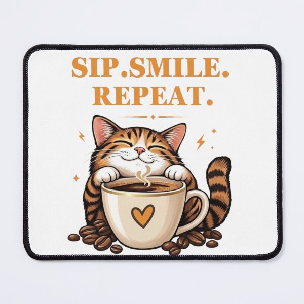Item preview, Sip Smile Repeat Coffee Cat designed and sold by Salma.Store.