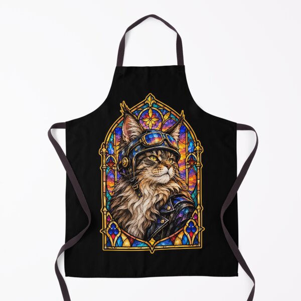 Item preview, Biker Maine Coon Cat Stained Glass Art designed and sold by TomFrontierArt.