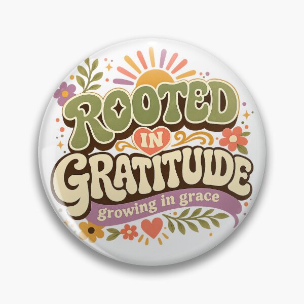 Item preview, Rooted in Gratitude Growing in Grace Inspirational Retro Floral Quote Design designed and sold by inkoutninja.