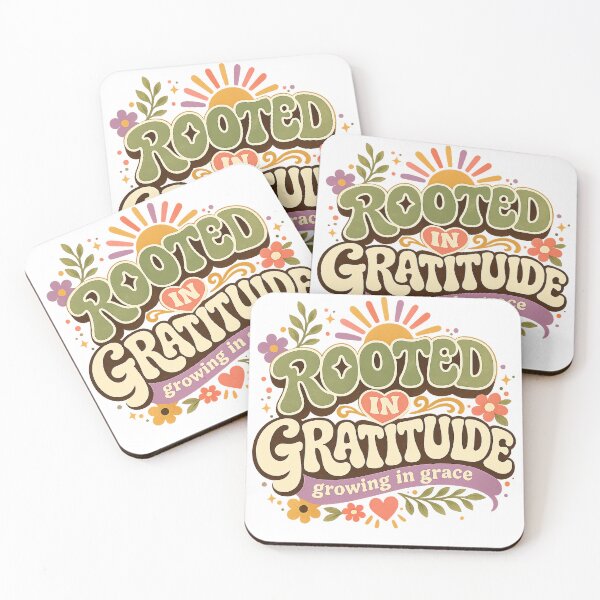 Item preview, Rooted in Gratitude Growing in Grace Inspirational Retro Floral Quote Design designed and sold by inkoutninja.