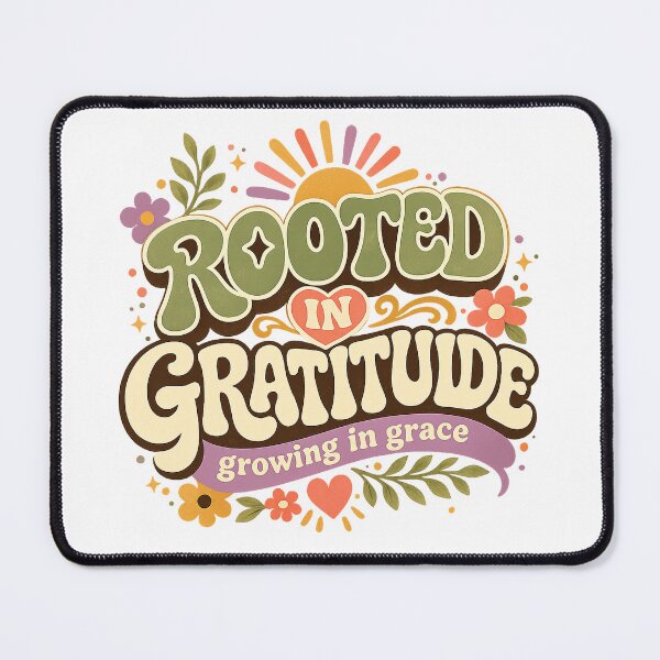 Item preview, Rooted in Gratitude Growing in Grace Inspirational Retro Floral Quote Design designed and sold by inkoutninja.