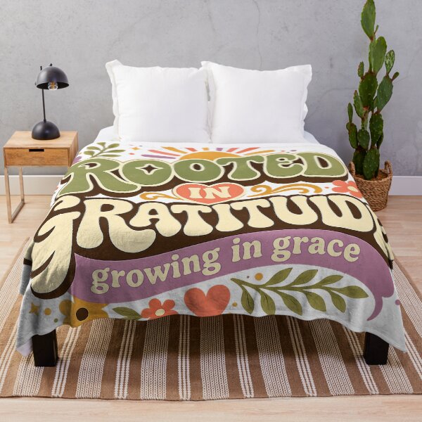 Item preview, Rooted in Gratitude Growing in Grace Inspirational Retro Floral Quote Design designed and sold by inkoutninja.